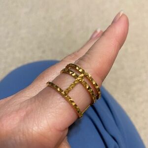 Milor Gold Textured Triple Band Ring